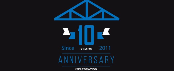 A logo showing 10+ Anniversary