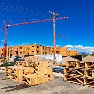 Shippment of floor trusses on job site