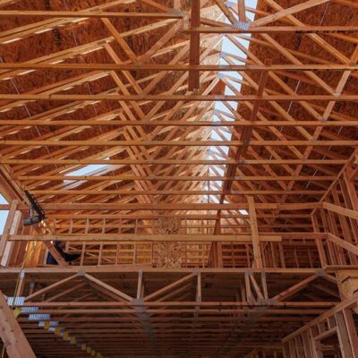 Roof and floor trusses and lots of wood framing