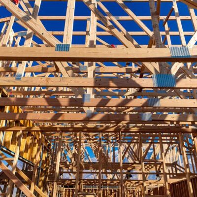 Wood Trusses with an unfinished roof